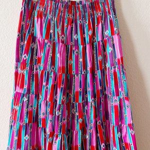 State Line Caped Shirt Long Skirt Set Vintage Southwestern Multicolor Sz Medium